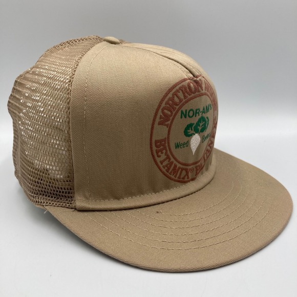Vintage Trucker Hat NOR-AM Betanex‎ Weed Beeters Tan Mesh Snapback - Picture 3 of 7